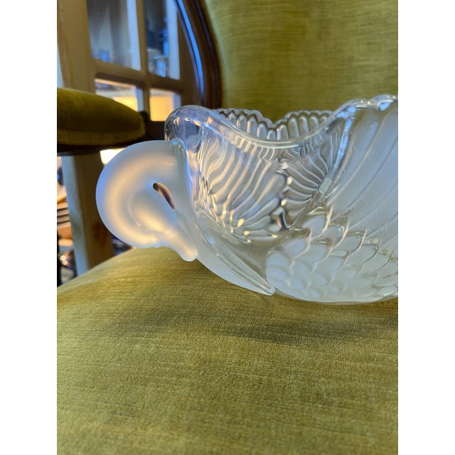 Mikasa Glass Swan Bowl Cachepot Vase Centerpiece For Sale - Image 4 of 6