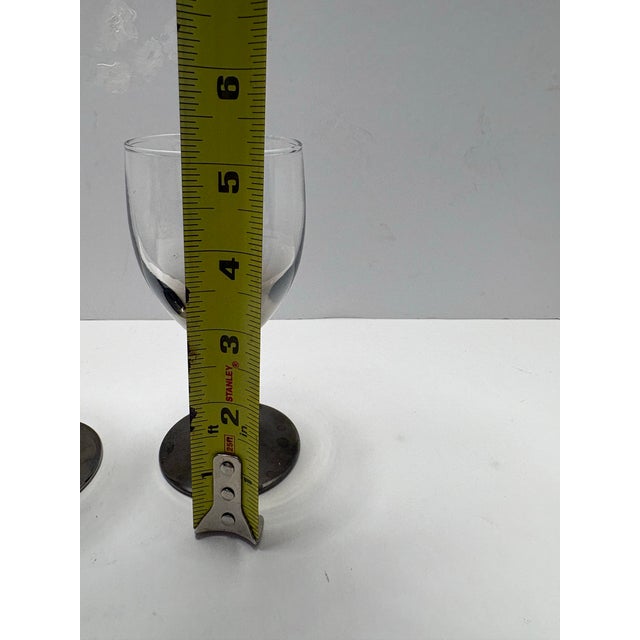 Glass Vintage French Smoked Glass Wine Goblets | Unmarked Mid Century Modern Gray Stemware | Set of Two | Sherry Cordial Aperitif For Sale - Image 7 of 9