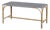 Tobias 40 in. W Outdoor Rectangular Rattan Dining Bench, Blue/White Dot / Natural Rattan Frame For Sale