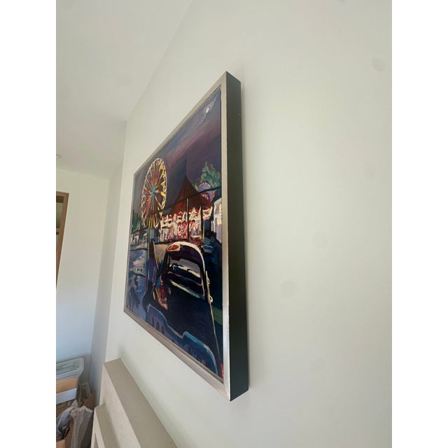 1990s Roger Mason – “Girl Looking at Ferris Wheel” (1990) | Oil on Canvas, 33″ × 30″, Framed For Sale - Image 9 of 18