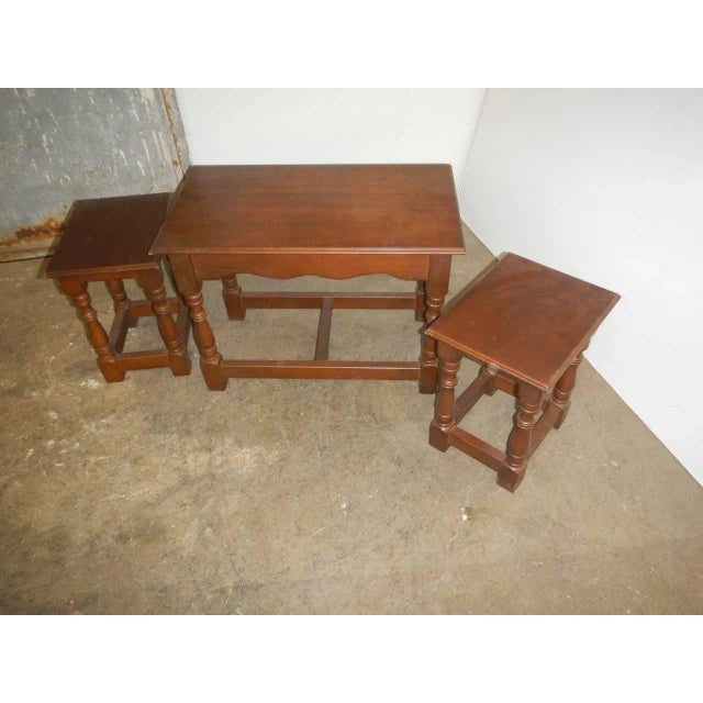 Beech Coffee Table with Stools, Set of 3 For Sale - Image 3 of 9
