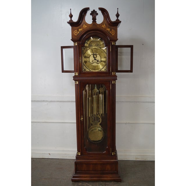 Charles Sligh Mahogany Inlaid 9 Tube Grandfather Clock Chairish