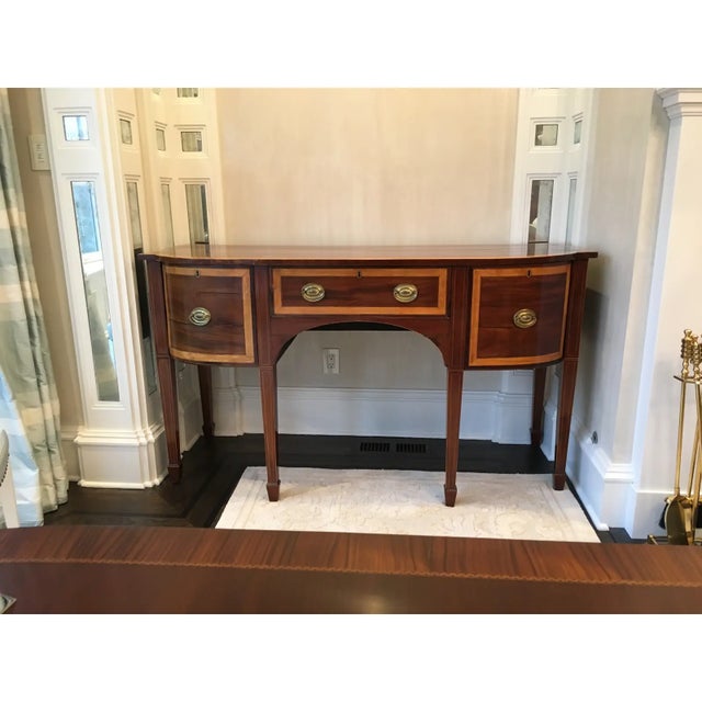 George III Period mahogany & satinwood sideboard & server. Made in the 1710s.