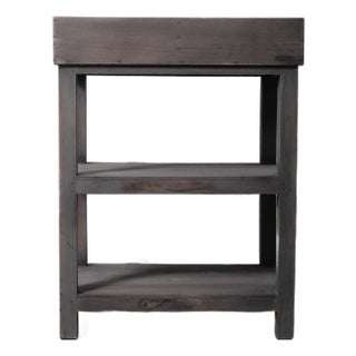 Late 20th Century Rustic Gray Finish Wooden Tray Three-Tier Display Shelf For Sale