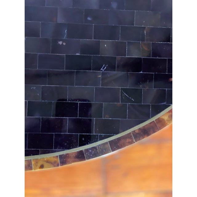 Maitland Smith Tessellated Faux Tortoise Shell Table W Brass Inlay For Sale In New Orleans - Image 6 of 13