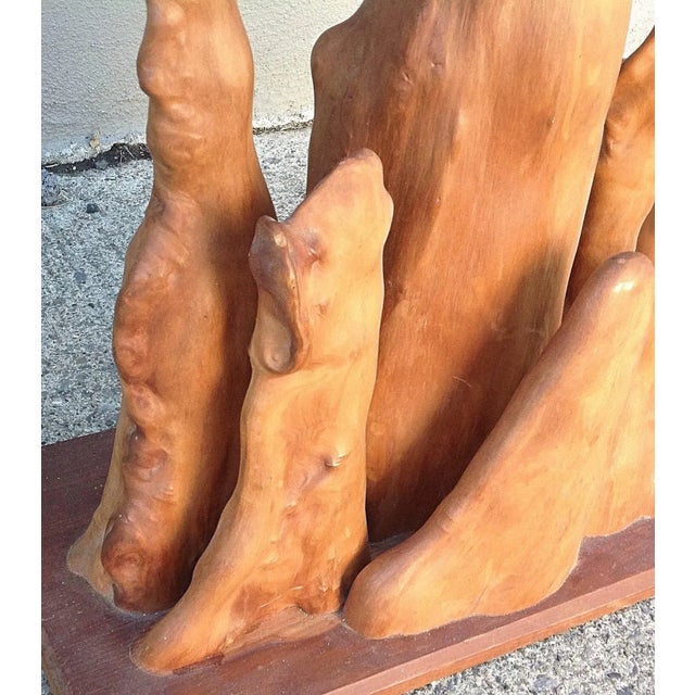 1960s Mid-Century Modern Grand Scale Cypress Knee Table Lamp For Sale - Image 4 of 7