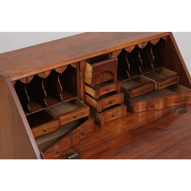 Antique Bench Made Inlaid Walnut Slant Front Desk For Sale In Philadelphia - Image 6 of 16