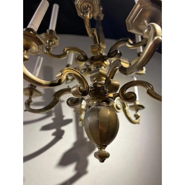 Traditional 1920s Dutch Bronze Chandelier For Sale - Image 3 of 12