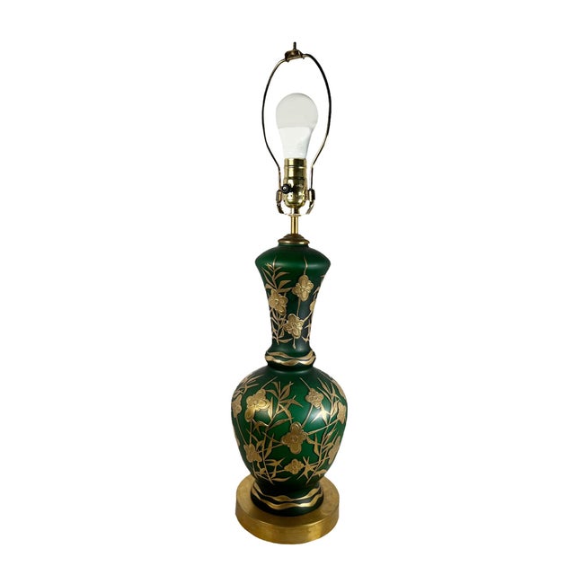 French Late 19th Century Green Frosted Glass Lamps - a Pair For Sale - Image 3 of 7
