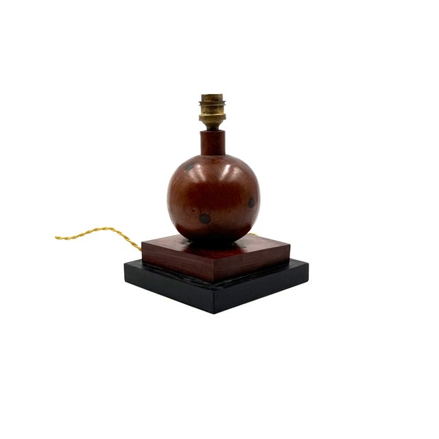Vintage French Art Deco Wood Table Lamp, 1930s For Sale - Image 10 of 12