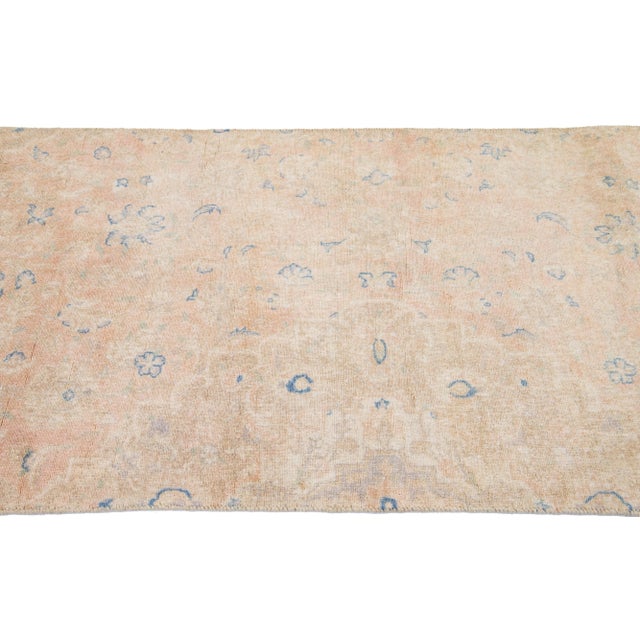 1960s 1960s Vintage Karajah Shabby Chic Handmade Floral Beige Wool Runner For Sale - Image 5 of 8