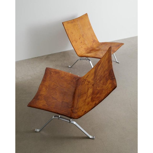 PK-22 Brown Leather Steel Easy Chairs by Poul Kjaerholm for E. Kold Christensen, 1960s, Set of 2 For Sale - Image 4 of 11