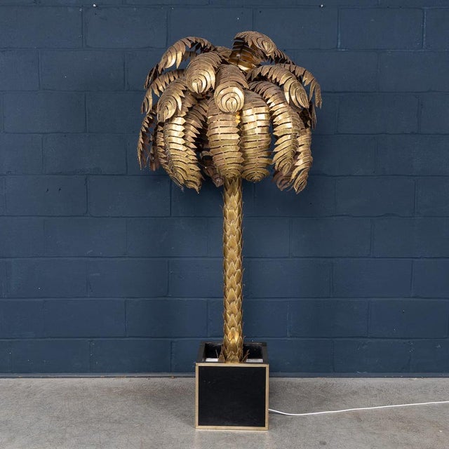 A spectacular palm tree floor lamp designed by christian techoueyres for maison jansen, france, circa 1970s. This iconic...