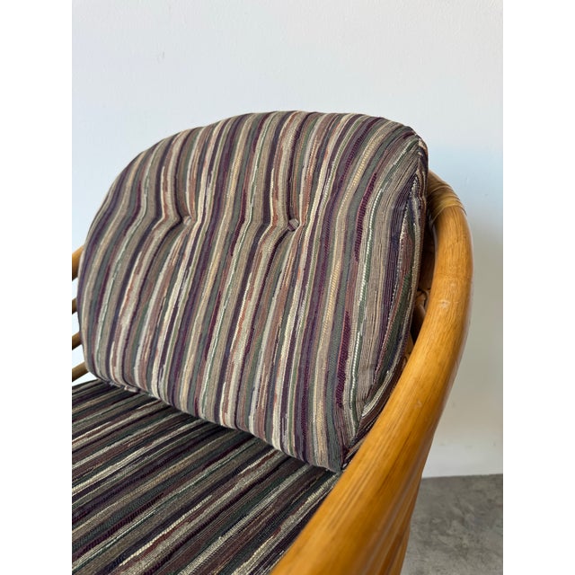 Vintage Brown Jordan Rattan and Leather Accent / Dining Chair For Sale - Image 9 of 12