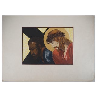 François-Louis Schmied, Christ on the Stations of the Cross (Towards Golgotha), Early 20th Century, Woodcut For Sale