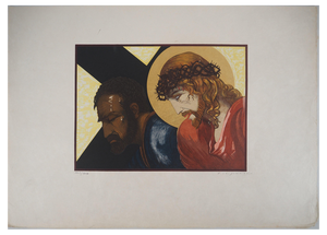 François-Louis Schmied, Christ on the Stations of the Cross (Towards Golgotha), Early 20th Century, Woodcut