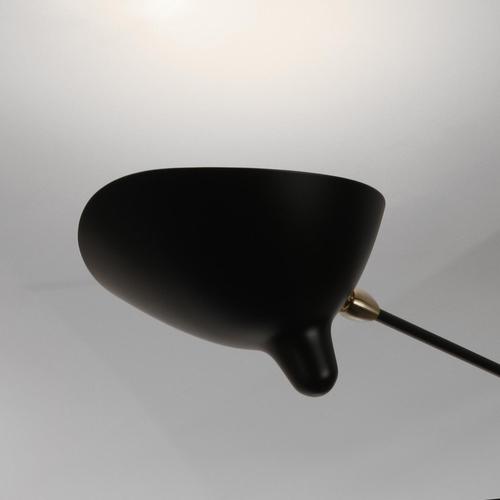 Black Suspension Lamp with Two Fixed and One Rotating Curved Arm by Serge Mouille For Sale - Image 3 of 10
