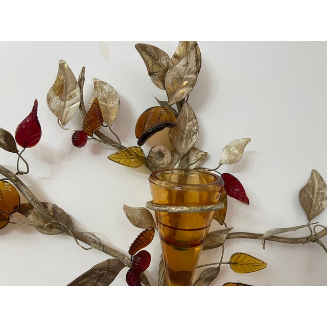 Italian Murano Glass and Florentine Tole Wall Sculpture by Jordan, 1950s For Sale - Image 11 of 15