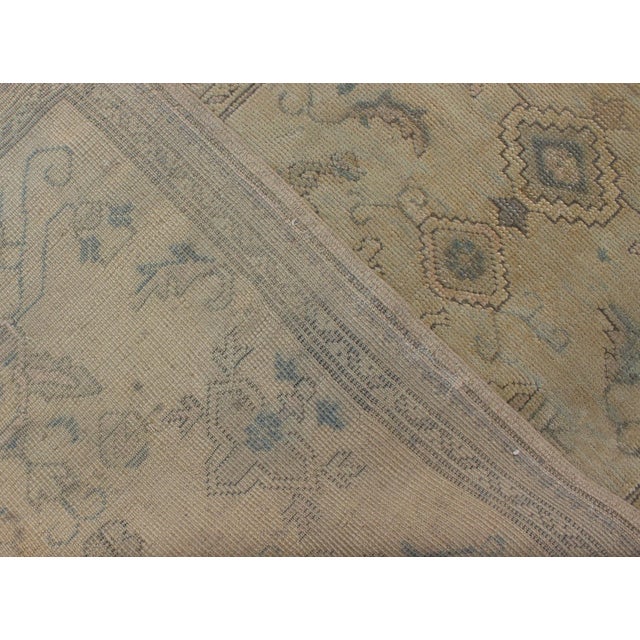 Early 20th Century Antique Turkish Oushak Runner With All-Over Design With Green and Blue Accents For Sale - Image 5 of 6