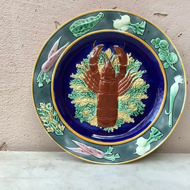 Late 19th Century 19th Century Victorian Wedgwood Majolica Lobster Plate For Sale - Image 5 of 5