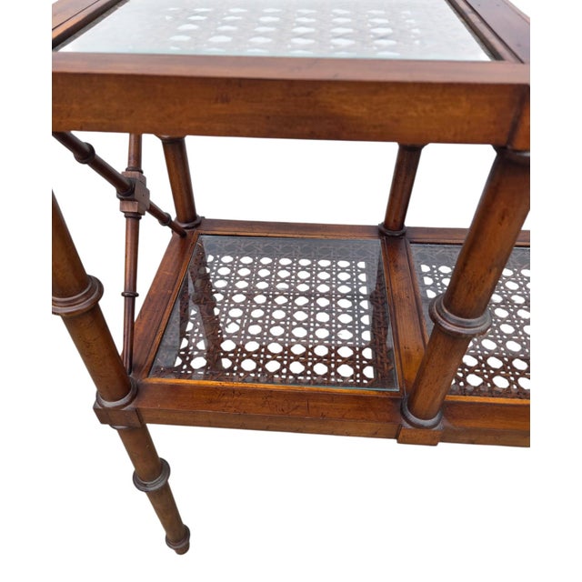 Vintage Faux Bamboo Cane Console Server Sideboard Sofa Table For Sale - Image 10 of 11