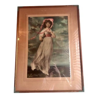 Early 20th Century “Pinkie” by Thomas Lawrence Museum Quality Collotype Print in Original Frame/Matting For Sale