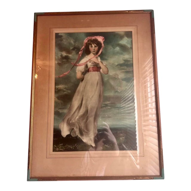 Early 20th Century “Pinkie” by Thomas Lawrence Museum Quality Collotype Print in Original Frame/Matting For Sale