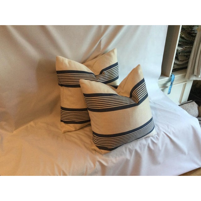 Pair of striped luxury silk and linen designer pillow covers perfect to complete any living space ( no insert) Fabric...
