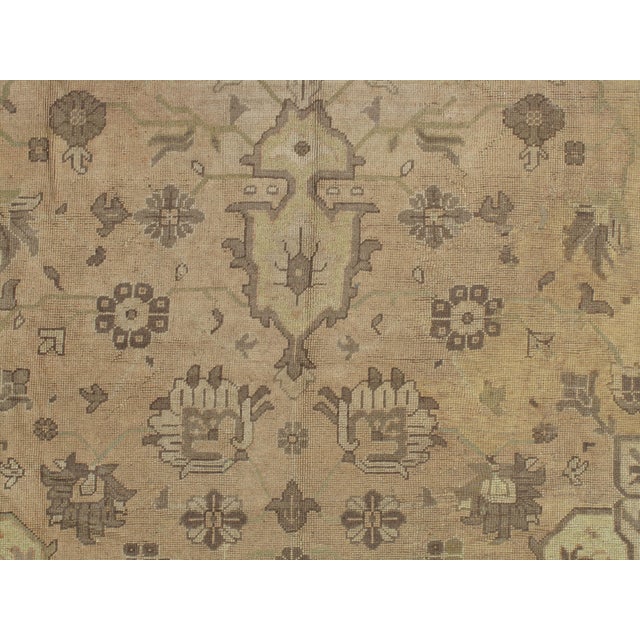 Antique Oushak Carpet, Handmade Oriental Rug, Soft, Taupe, Brown, Beige For Sale - Image 9 of 15