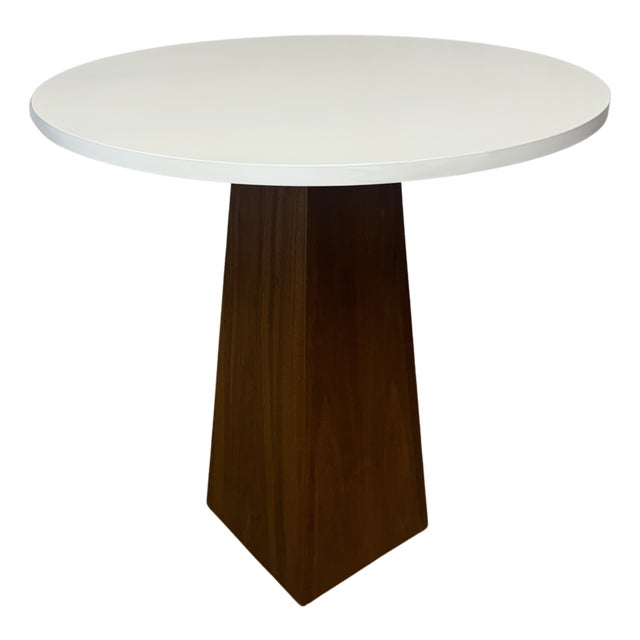 Tribeca Side Table Walnut and White Lacquer For Sale