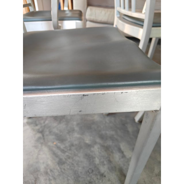 Silver Set of Six Emeco Brushed-Aluminum Chairs. Two Armchairs & Four Side Chairs For Sale - Image 8 of 15