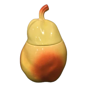 Vintage Glazed Ceramic Big Pear Cookie Jar