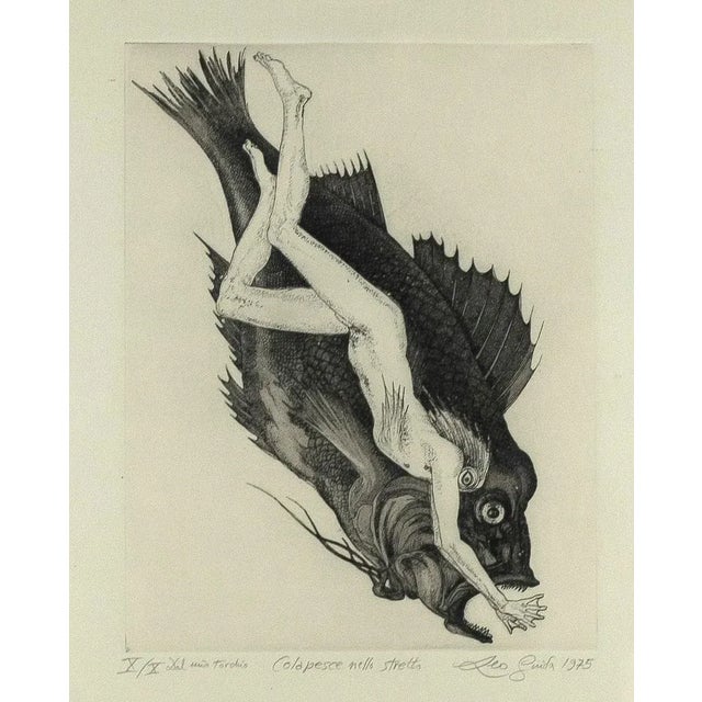 Leo Guida, The Legend of Colapesce, Original Etching, 1972 For Sale - Image 4 of 4