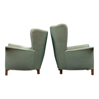 High + Low Back 1940s Wingback Lounge Chairs - A Pair For Sale