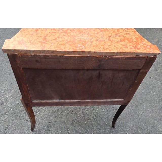 Antique 19th French Louis XV Style Marble Top Parquetry Commode For Sale - Image 13 of 15
