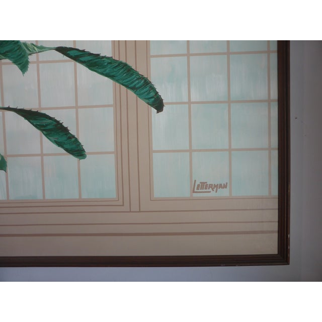 Mid-Century Modern MCM Artmaster Studio (San Francisco, Ca) Acrylic on Canvas by Letterman - Potted Bromeliad For Sale - Image 3 of 13