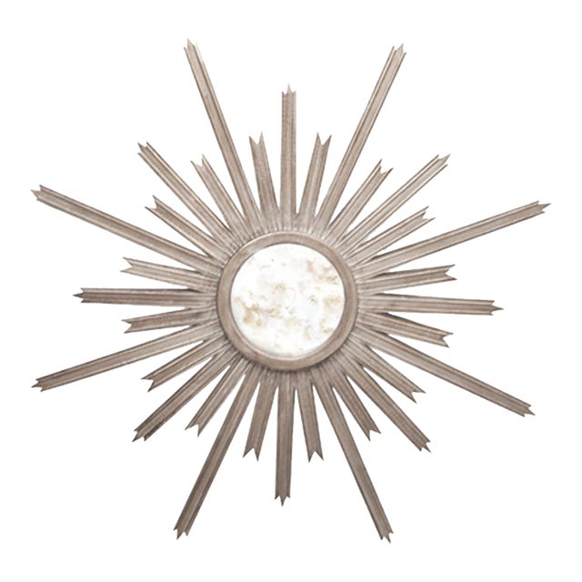 Matthew Izzo Home Starlata Champagne Silver Leaf and Antique Mirror Wall Mirror For Sale