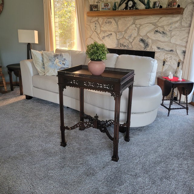 Two Vintage Antique Chinese Chippendale Tables For Sale - Image 9 of 10