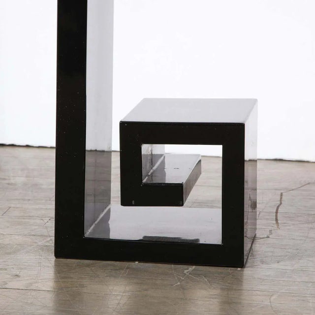 Art Deco Custom Modernist Black Lacquer Console with Greek Key Detailing For Sale - Image 3 of 8