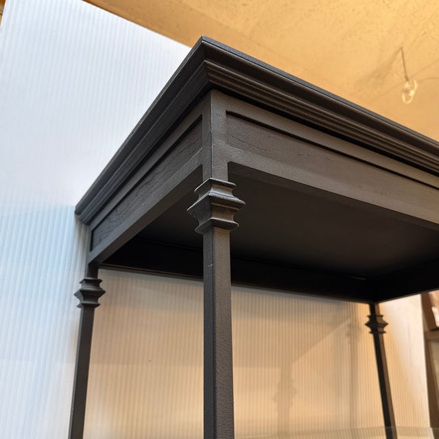 Black Towering Metal + Glass Etagere For Sale - Image 8 of 12