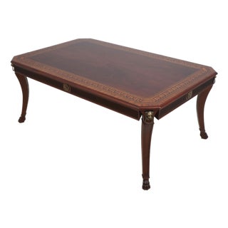 John Widdicomb Neoclassical Inlaid Mahogany Cocktail Coffee Table For Sale