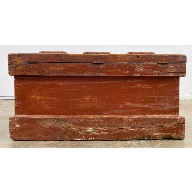 Antique Hand-Painted Wood Trunk Tool Chest For Sale - Image 10 of 12