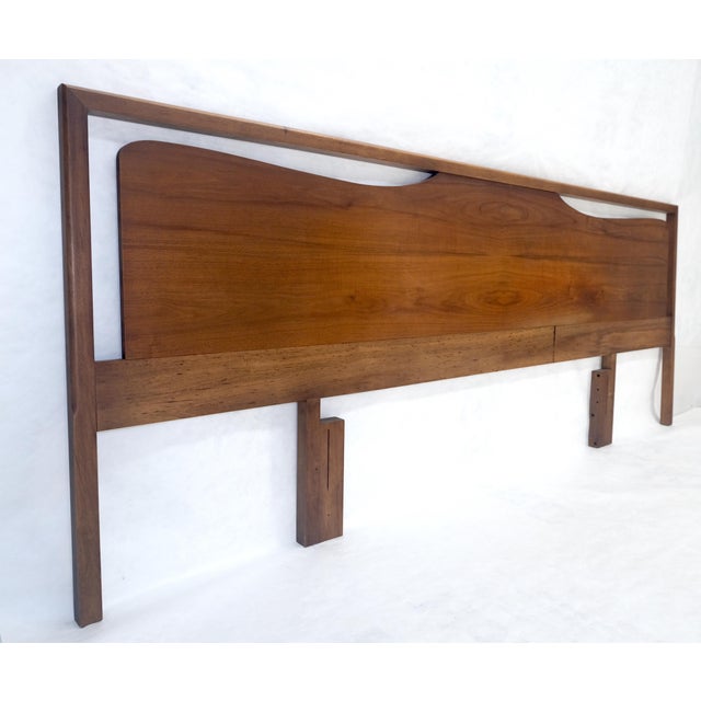 Sculptural Walnut Headboard Bed 102" Wide Mid Century Modern MINT For Sale - Image 6 of 7