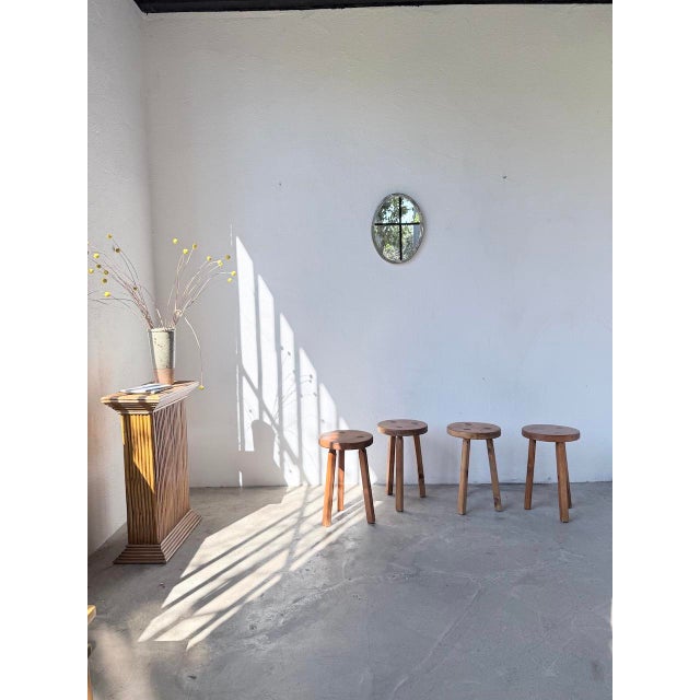 Wood Vintage Tripod Stools, 1950s, Set of 4 For Sale - Image 7 of 18