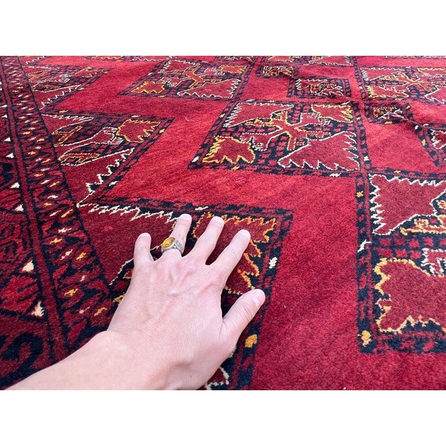 Vintage Afghan Ersari Khamyab Diamond Chain Tribal Rug - 9'2" X 6'0" For Sale - Image 12 of 14