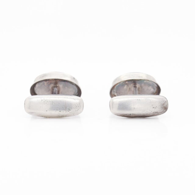 Mid-Century Modern Mid-Century Scandinavian Modern 830 Silver & Carnelian Cabochon Cufflinks For Sale - Image 3 of 8