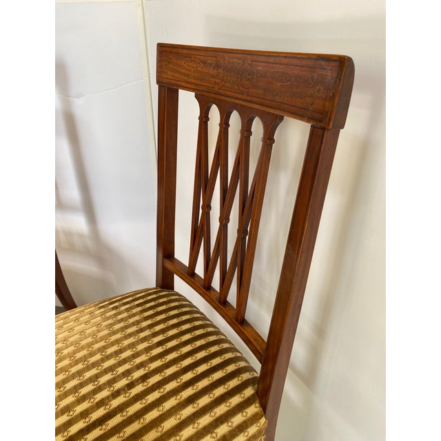 A Set of Four Antique Edwardian Inlaid Side Chairs For Sale - Image 11 of 13