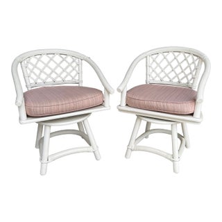 Two Matching Swivel, Ficks Reed Attributed Chairs For Sale