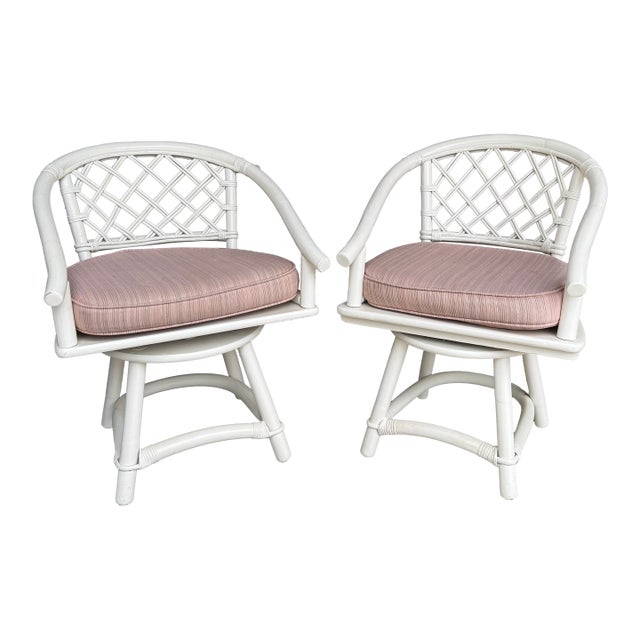 Two Matching Swivel, Ficks Reed Attributed Chairs For Sale