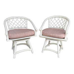Two Matching Swivel, Ficks Reed Attributed Chairs